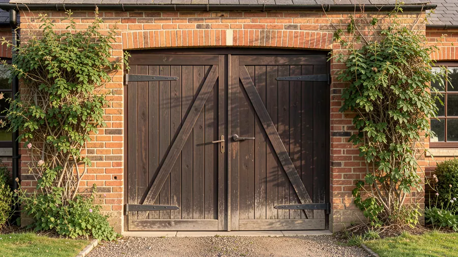 A timber up and over garage door on a Norwich home: the classic one-piece style